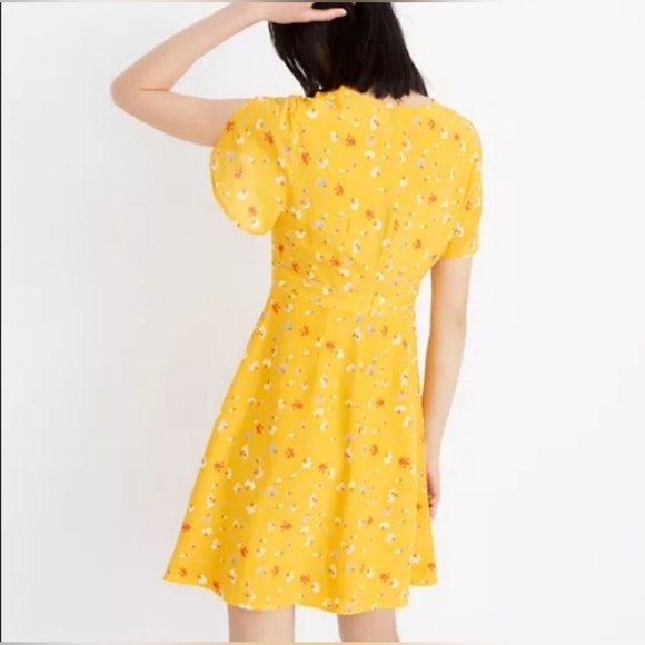 Madewell Silk Belladonna Yellow Floral Dress Size 4 - Picture 6 of 13
